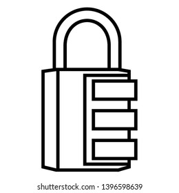 Vector Black Outline Icon - Combination Padlock