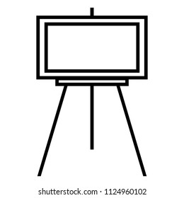 Vector Black Outline Icon - Easel with Canvas