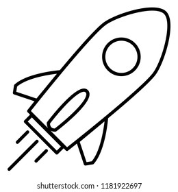 Vector Black Outline Icon - Flying Space Rocket