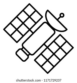 Vector Black Outline Icon - Orbital Space Station