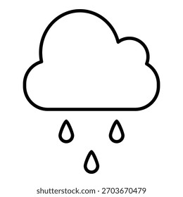 Vector Black Outline Icon - Rain Cloud