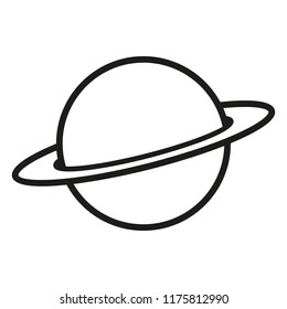 Vector Black Outline Icon - Saturn Planet