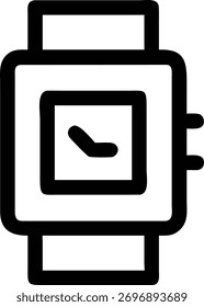 Vector black outline icon of a smartwatch on a white background