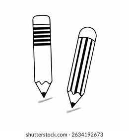Lápiz de contorno negro de Vector de vuelta a la escuela