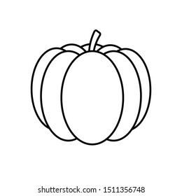 Vector black outline pumpkin icon isolated on white background