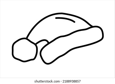 El sombrero de Papá Noel con contorno negro vectorial. Adecuado para Navidad, Año Nuevo.