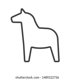 Vector black outline Scandinavian Swedish horse isolated on white background