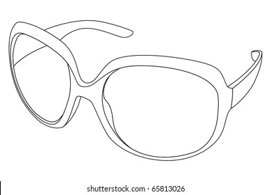 Vector Black Outline Sunglasses On White Background