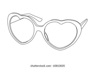 Vector black outline sunglasses on white background