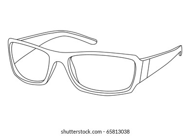 Vector black outline sunglasses on white background