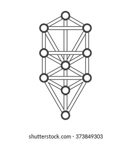 vector black outline tree of life illustration Kabbalah diagram isolated white background
