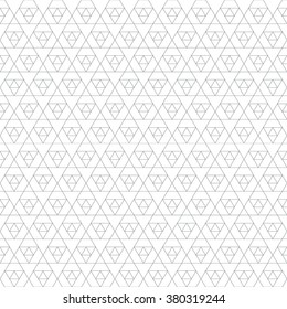 vector black outline triangle sacral geometry abstract seamless pattern isolated white background
