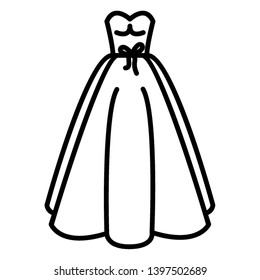 Vector Black Outline Wedding Dress Icon