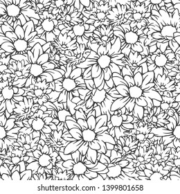 Vector Black Outline in White Color Background Seamless Pattern