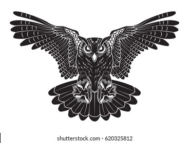 Vector Black Owl Line Work Design