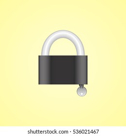 Vector black padlock on yellow background