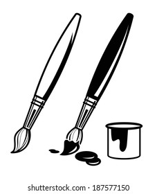 vector black paint brush icon on white background