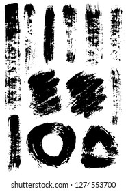 Vector black paint brush spots.
Set of abstract ink smears for design. Paint strokes collection