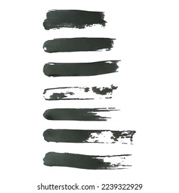 Vector black paint, brush stroke, brush stroke, line or texture. Set of vector horizontal strokes isolated on white background, design element