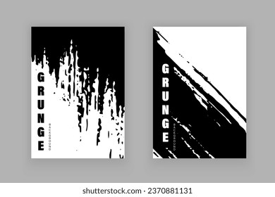 Vector black paint brush stroke flyer. Book cover with grunge style.