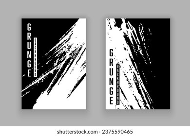 Vector black paint brush stroke shape clipping mask. Book cover with grunge style.