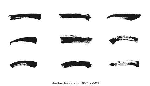 Pintura negra vectorial. Elementos de tinta de pincel de dibujo a mano libre. Conjunto de pincel de vectores