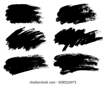 Vector black paint, ink brush stroke, brush, line or texture. Dirty artistic design element, box, frame or background for text. 