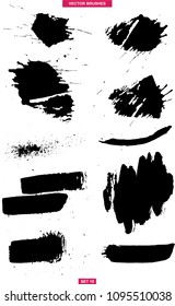 Vector black paint, ink brush stroke, brush, line or texture. Dirty artistic design element, box, frame or background for text