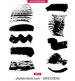 Vector black paint, ink brush stroke, brush, line or texture. Dirty artistic design element, box, frame or background for text