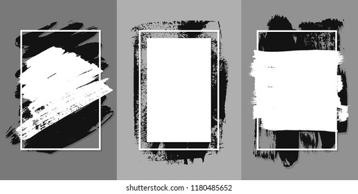 Vector black paint, ink brush stroke, brush, line or texture. Texture artistic design element, box, frame or background for text