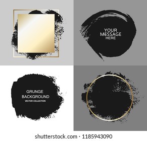 Vector black paint, ink brush stroke, brush, line or texture. Texture artistic design element, box, frame or background for text.