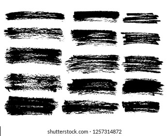 Vector black paint, ink brush stroke, brush, line or texture. Dirty artistic design element, box, frame or background for text. 