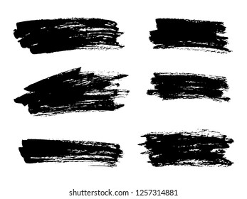 Vector black paint, ink brush stroke, brush, line or texture. Dirty artistic design element, box, frame or background for text. 