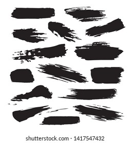 Vector black paint, ink brush stroke, brush, line or texture. Dirty artistic design element.