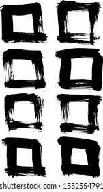 Vector black paint, ink brush stroke, brush, line or texture. Dirty artistic design element, box, frame or background for text.