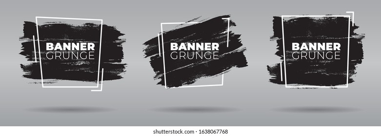 Vector black paint, ink brush stroke, brush, line or texture. Dirty artistic design element, box, frame or background for text.
