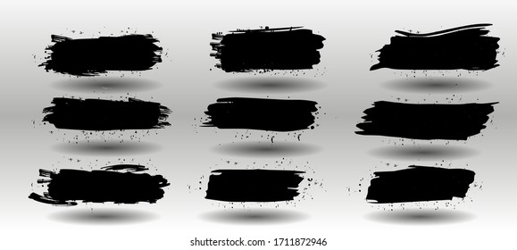Vector Black Paint, Ink Brush Stroke, Brush, Line Or Texture. Dirty Artistic Design Element, Box, Frame Or Background For Text.