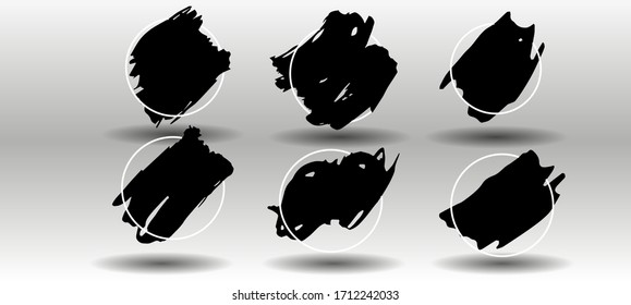 Vector black paint, ink brush stroke, brush, line or texture. Dirty artistic design element, box, frame or background for text.
