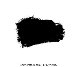 Vector black paint, ink brush stroke or shape. Dirty grunge design element, box or background for text. Grungy black smear and rough stains. Hand drawn ink illustration isolated on white.