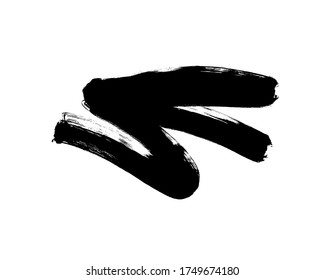 Vector black paint, ink brush stroke. Dirty grunge design element, box or background for text. Grungy black smear, line and rough stain. Hand drawn ink illustration isolated on white