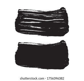 Vector black paint, ink brush stroke, brush, line or texture. Dirty artistic design element, box, frame or background for text. Vector paintbrush set. Grunge design elements. 