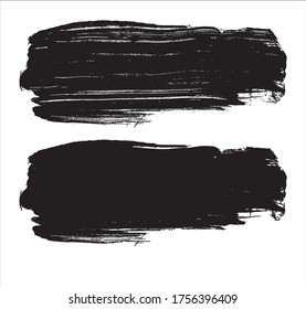 Vector black paint, ink brush stroke, brush, line or texture. Dirty artistic design element, box, frame or background for text. Vector paintbrush set. Grunge design elements. 