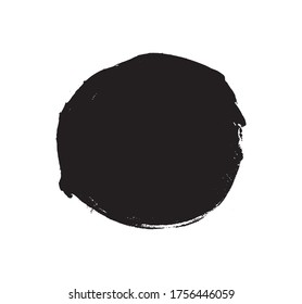 Vector black paint, ink brush circle, brush, circle or texture. Dirty artistic design element, box, frame or background for text. Vector paintbrush set. Grunge design elements. 
