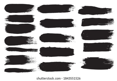 Vector black paint, ink brush stroke, brush, line or texture. Dirty artistic design element, frame or background for text.