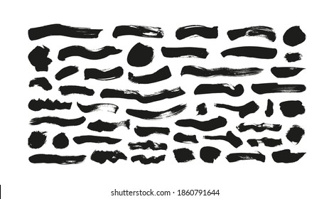 Pintura negra vectorial, trazos y líneas de pincel de tinta. Elemento de diseño de fondo, cuadro o fondo de color gris sucio para el texto. Melancolías negras y agudas manchas, líneas. Ilustración de tinta dibujada a mano aislada en blanco