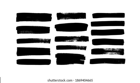 Vector black paint, ink brush strokes, rectangular shapes and straight lines. Dirty grunge design elements, background for text. Grungy black smears or rough lines. Hand drawn grunge ink illustration 