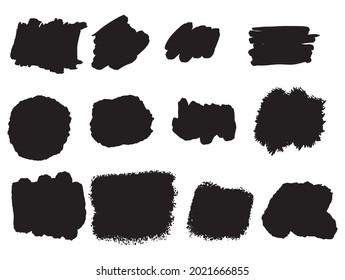 Vector black paint, ink brush stroke, brush, line or texture. Dirty artistic design element,
 box, frame or background for text