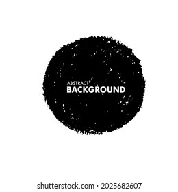 Vector black paint, ink brush stroke circle shape. Charcoal or pencil drawing. Dirty grunge round element, background for text. Grungy black rough smear. Hand drawn ink illustration isolated on white.