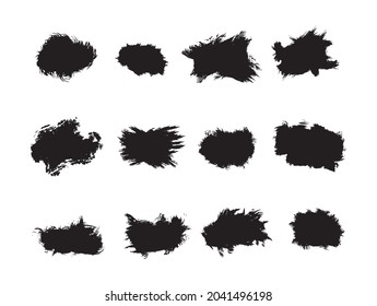 Pintura negra vectorial, trazo de pincel de tinta, pincel, línea o textura. Elemento de diseño artístico sucio,
 cuadro, marco o fondo para el texto