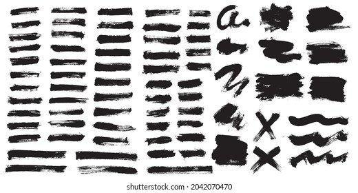Vector black paint ink brush stroke, line, texture, banner, background.